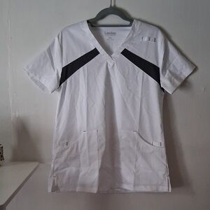 Landau Men's White Shirt with Black Accents Size small